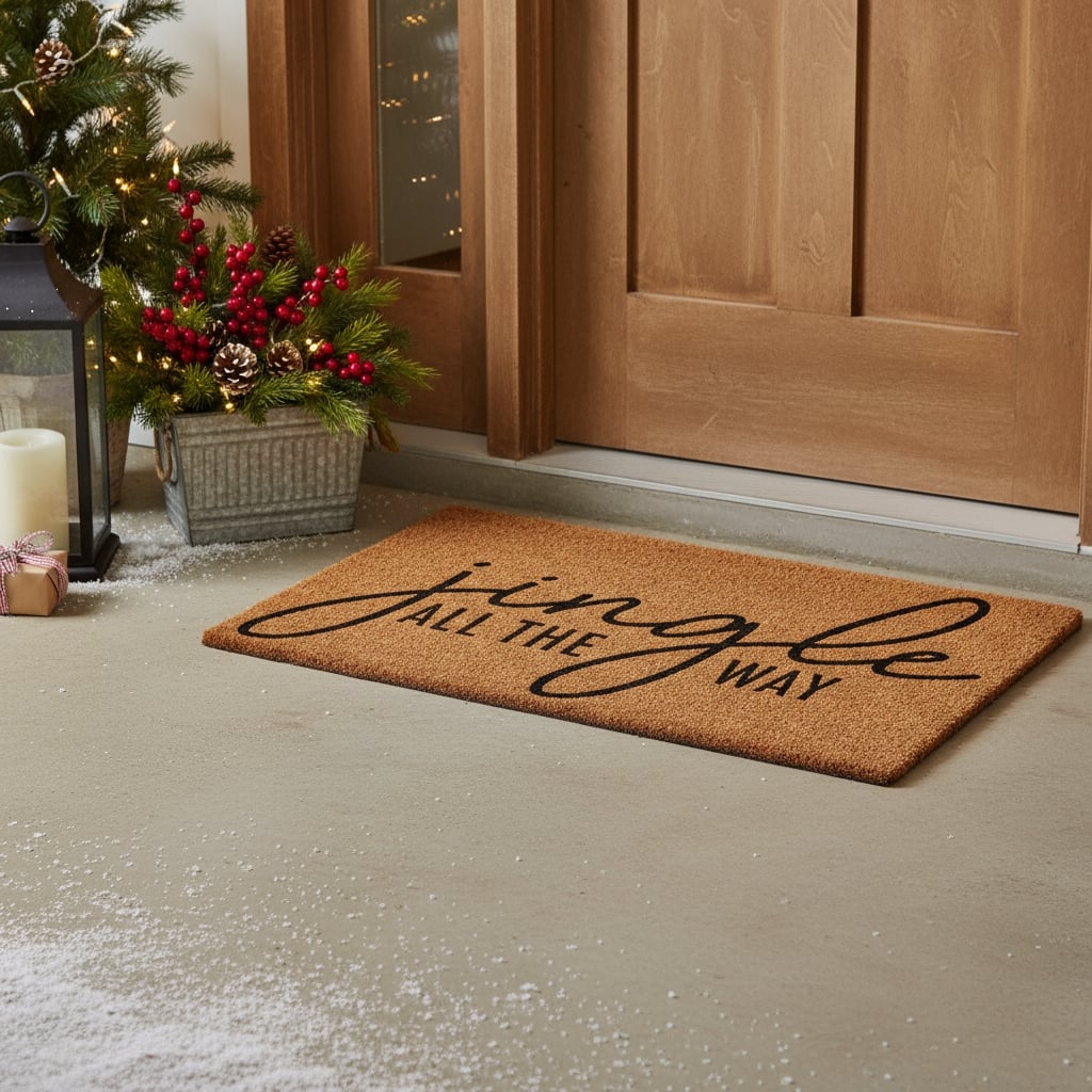 HomeRoots 24" X 36" Brown And Black Christmas Outdoor Coir Door Mat - 24.00' X '36.00