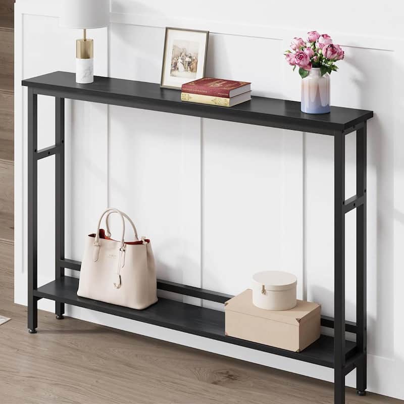 2 Tier Narrow Sofa Table with Adjustable Shelf