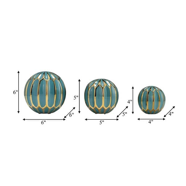 dimension image slide 3 of 5, Sagebrook Home Gold Accented Abstract Modern Coastal Decorative Orbs Set of 3