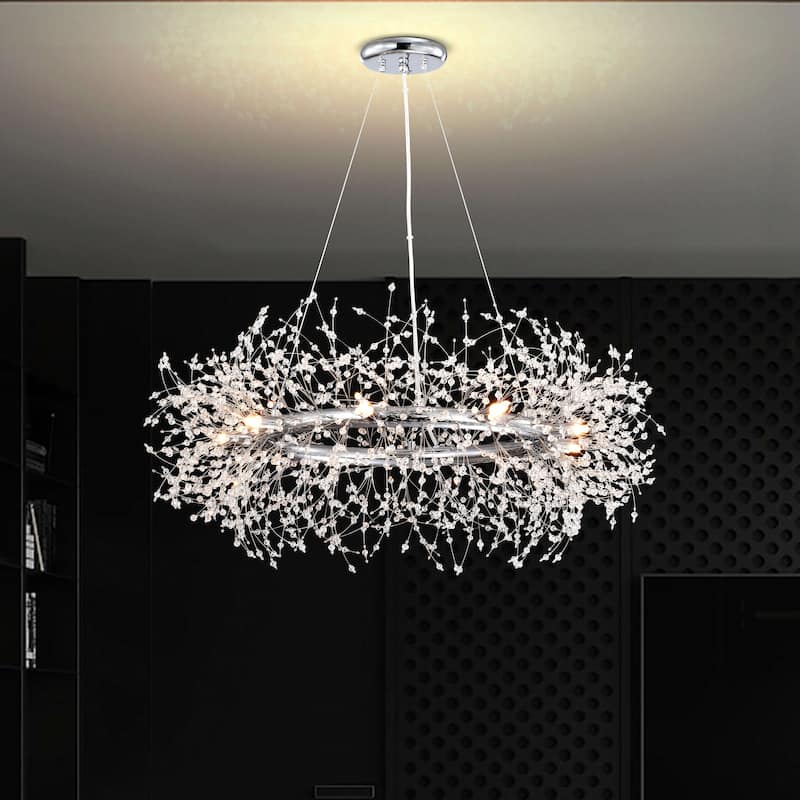 Liria 9-Light Chrome Clear Beads Firework Chandelier