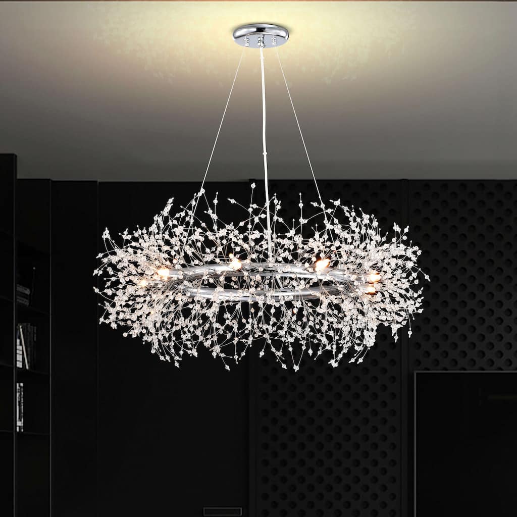 Liria 9-Light Chrome Clear Beads Firework Chandelier