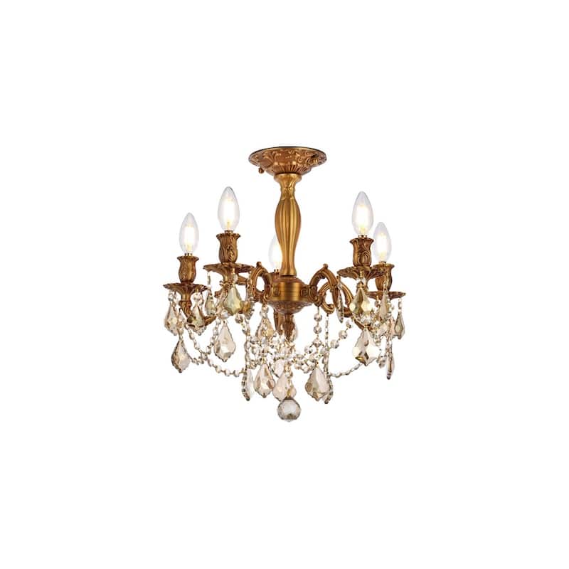 Somette Meilen 5-light Royal Cut Gold Crystal and French Gold Flush Mount