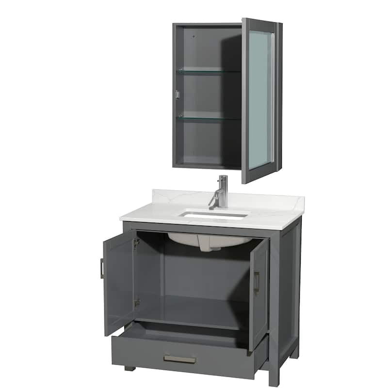 Wyndham Collection WCS141436S-QTZ-UNSMED Sheffield 36" Free Standing