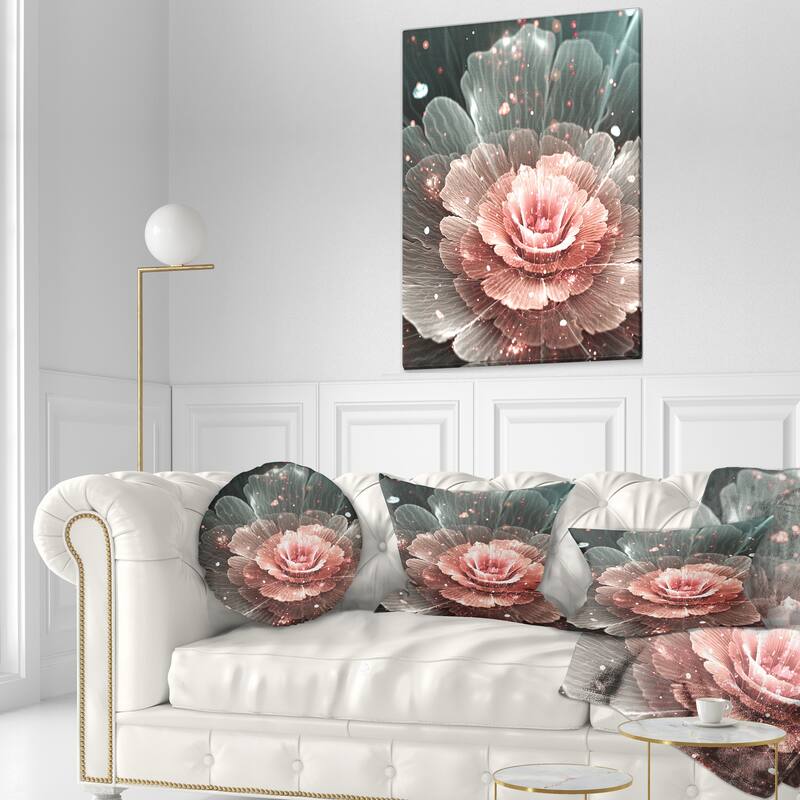 Abstract Fractal Pink Gray Flower - Floral Art Canvas Print - 20 in. wide x 40 in. high - 1 Panel