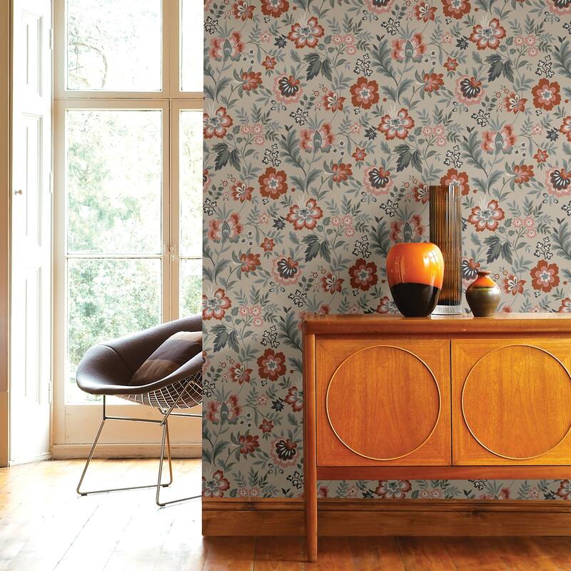 A-Street Prints Athena Beige Floral Wallpaper