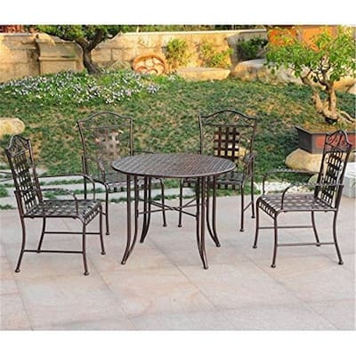 Outdoor Dining Set Patio Furniture Iron Bistro Set 4 Chair Table