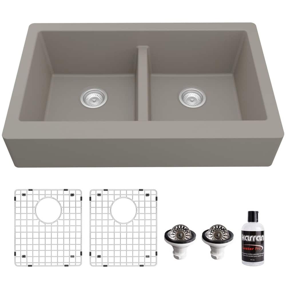 Karran USA QAR-750-PK1 Quartz QAR 34" Farmhouse Double Basin Quartz