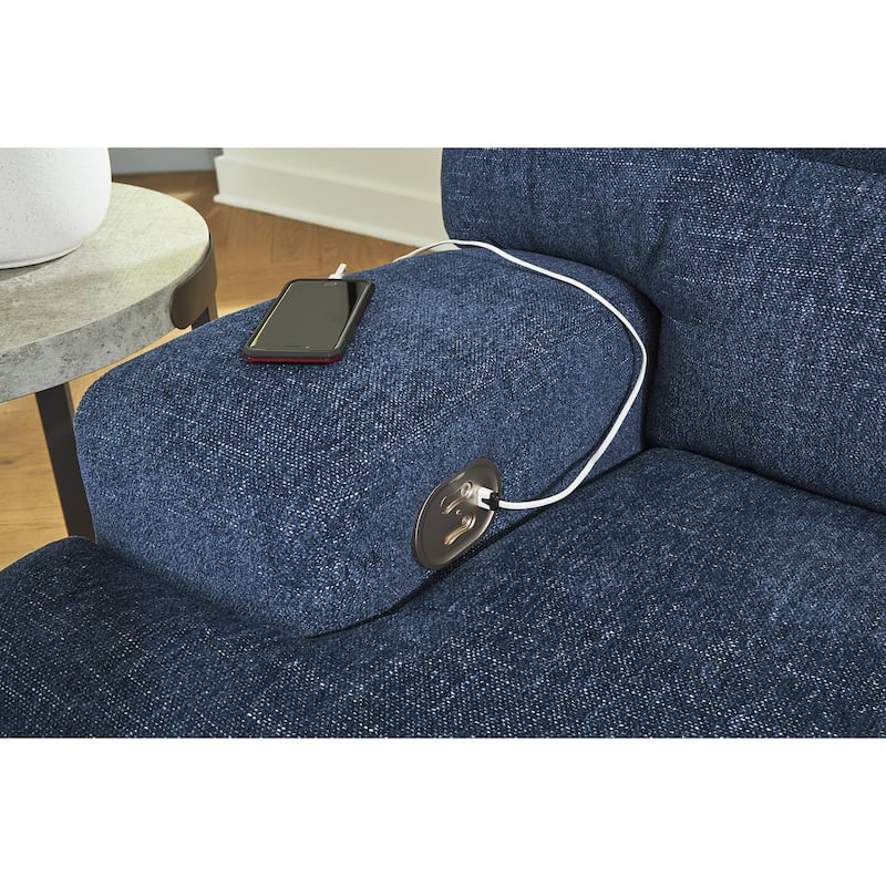 Signature Design by Ashley Acklen Place Blue 3-Piece Power Reclining Sectional with Chaise - 94"W x 70"D x 40"H