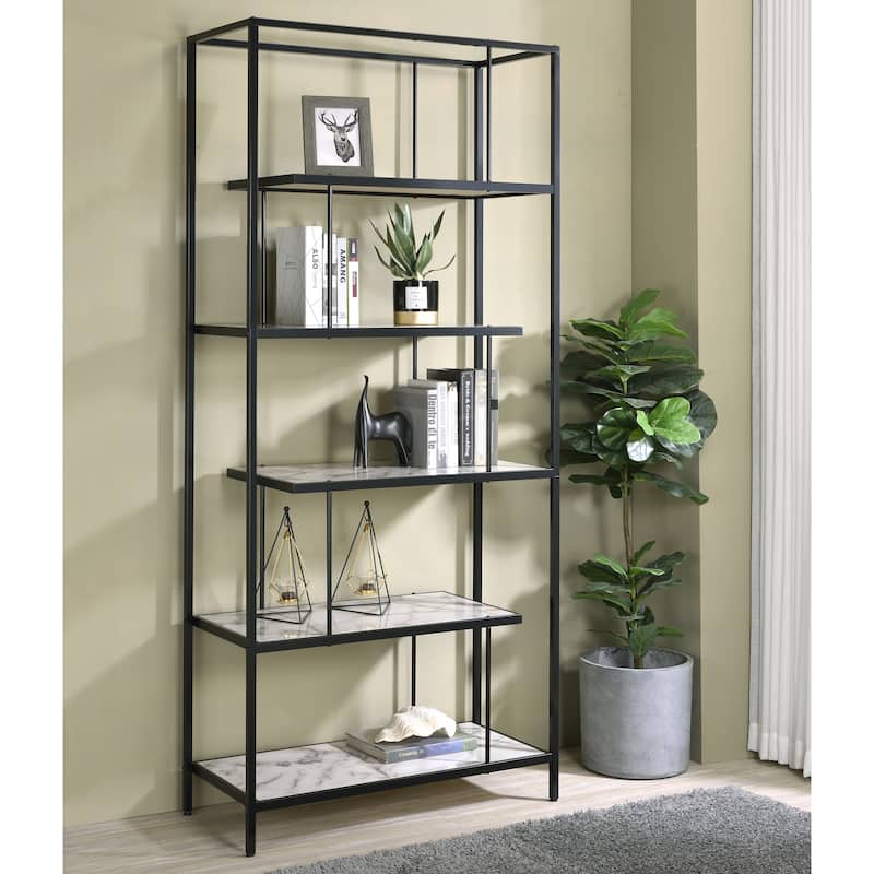 Kressly Contemporary 5-Shelf White Metal Bookcase by Furniture of America