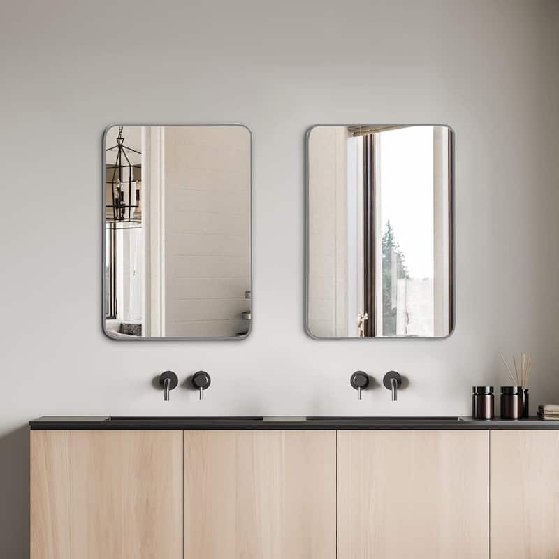 Bathroom Mirror for Over Sink Wall Mirror Metal Frame Rounded Rectangular Vanity Mirrors for Bedroom Living Room Entryway Decor