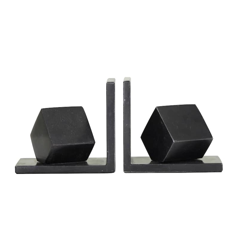 White, black or Green CosmoLiving by Cosmopolitan Black Marble Orb Bookends (Set of 2)