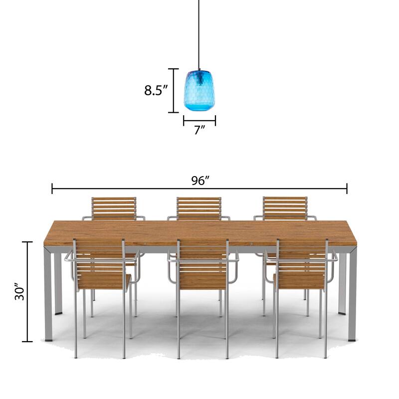 Beverly River of Goods Black Metal and Blue Hand-Blown Glass Globe 7-Inch Pendant Light with Adjustable Hanging Cord