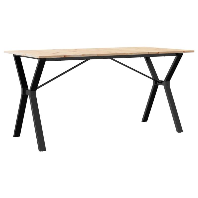 vidaXL Dining Table O-Frame Side Accent Coffee Table Solid Wood Pine and Steel