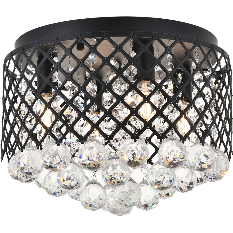 Elegant Lighting Tully 4 Light 14" Wide Flush Mount Drum Ceiling