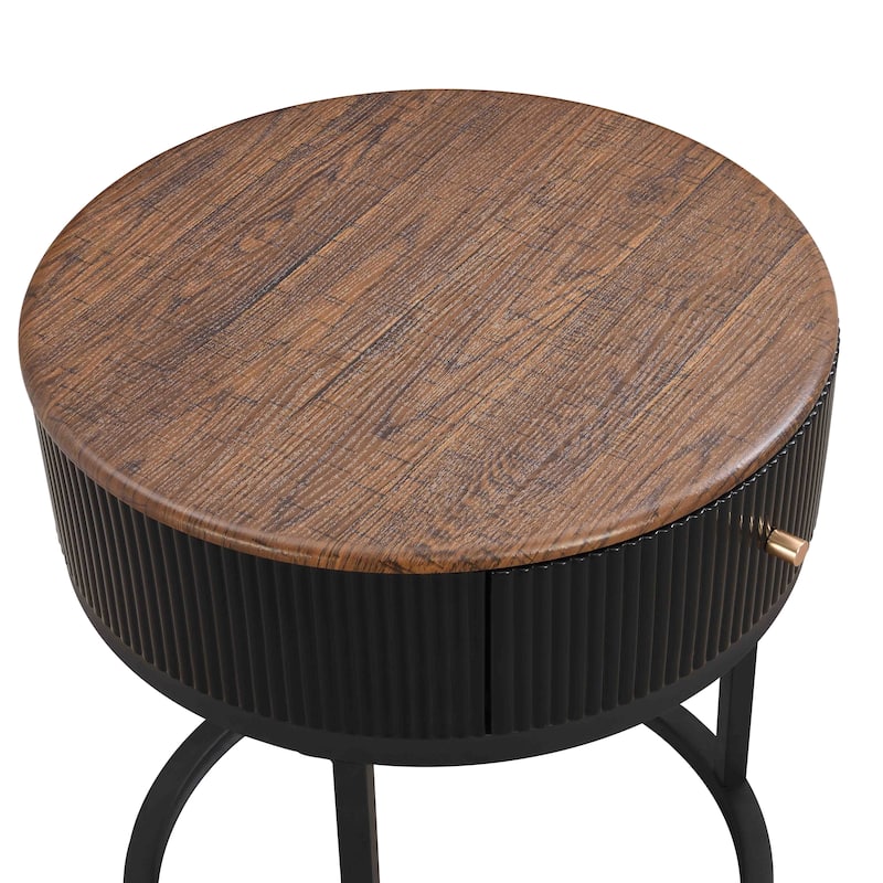 Modern Round Nightstand with Drawer