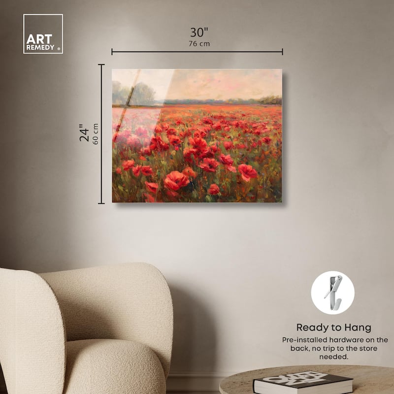 Sea of Red Poppies II Acrylic by Art Remedy, Ready to Hang