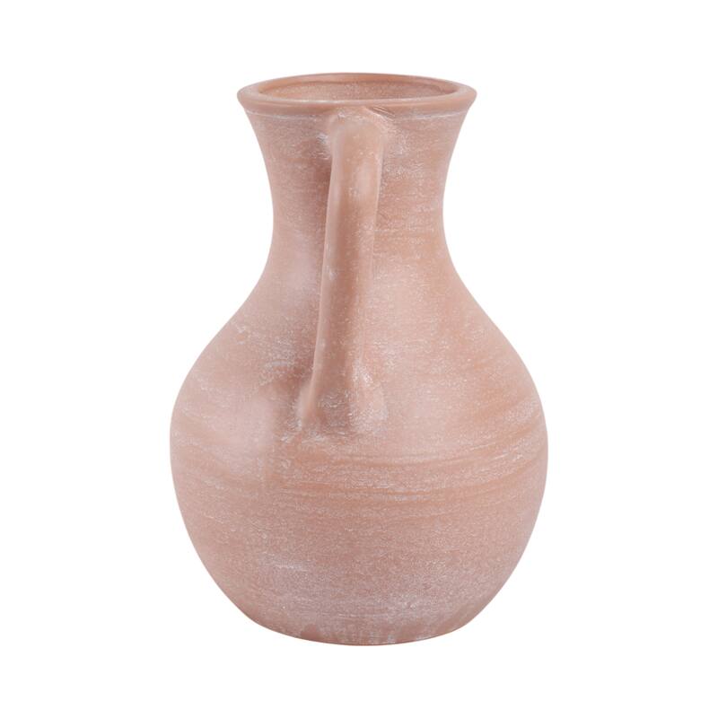 Terracotta Pottery Vase with Handles Rustic Artisan Decorative Accent