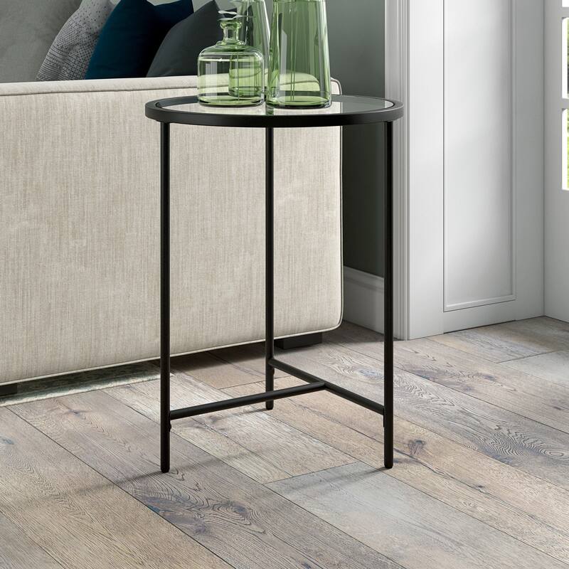 Berenson 18" Wide Round Side Table with Glass Top