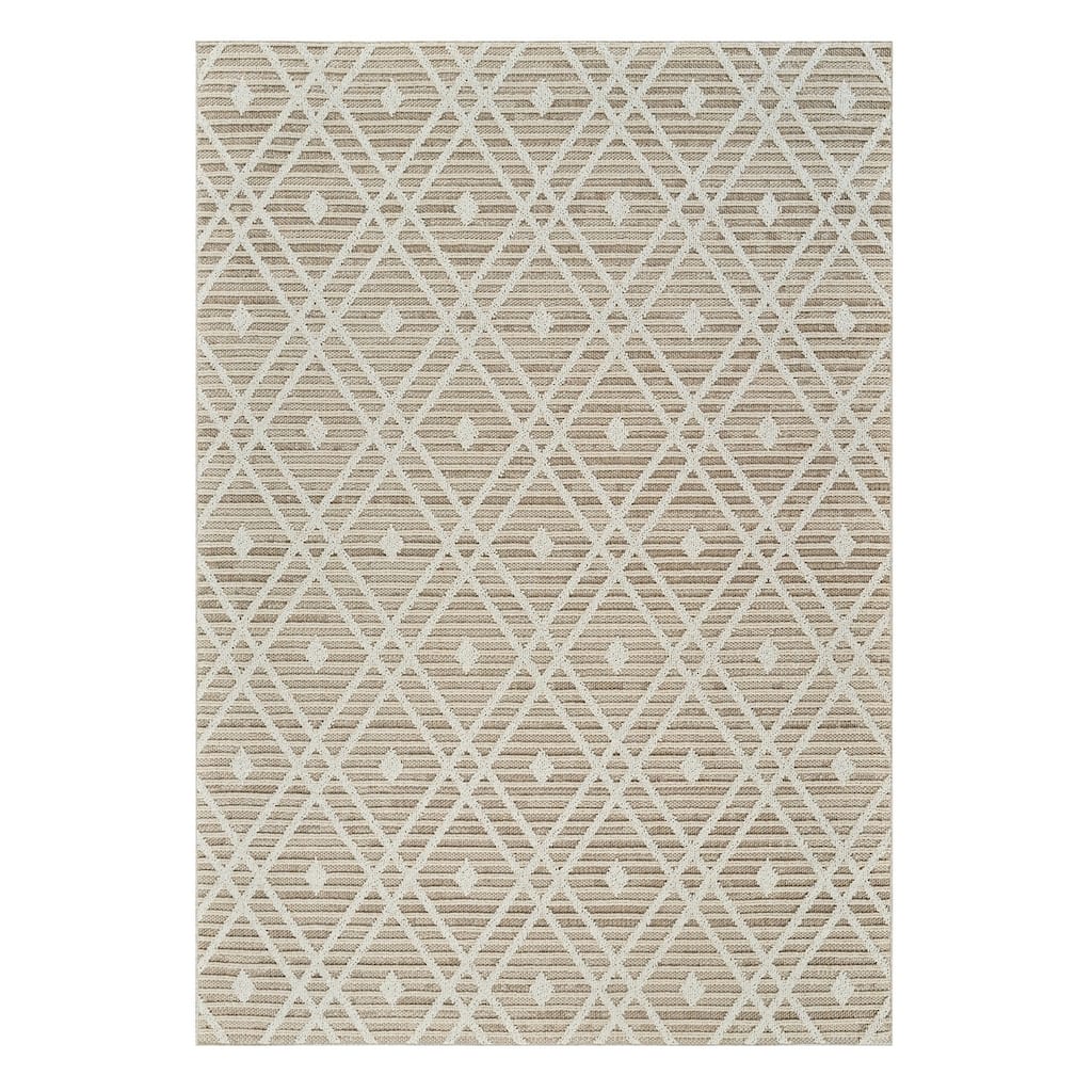 Mone Abstract Shapes Weather Resistant Sleek Contemporary Outdoor Rug