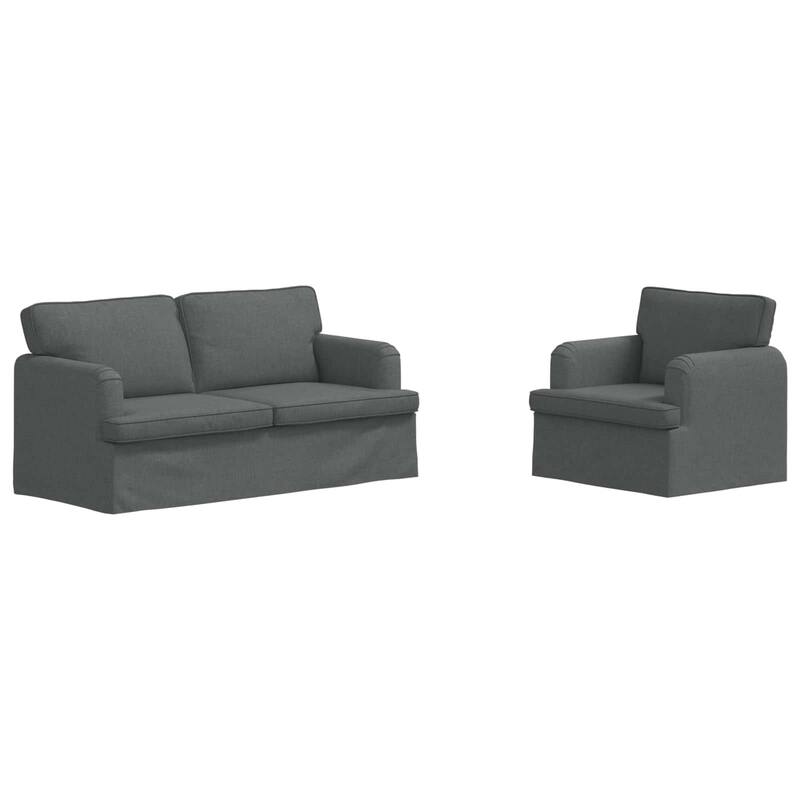 vidaXL Sofa 2 pcs Dark Grey 144 x 80 x 85 cm Fabric