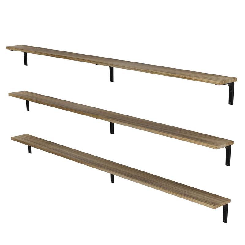 Wallniture Nola 60 Inch Long Floating Bookshelf, Wooden Shelf for Wall, Kitchen and Office Decor, Farmhouse & Boho Decor, 3 Pcs