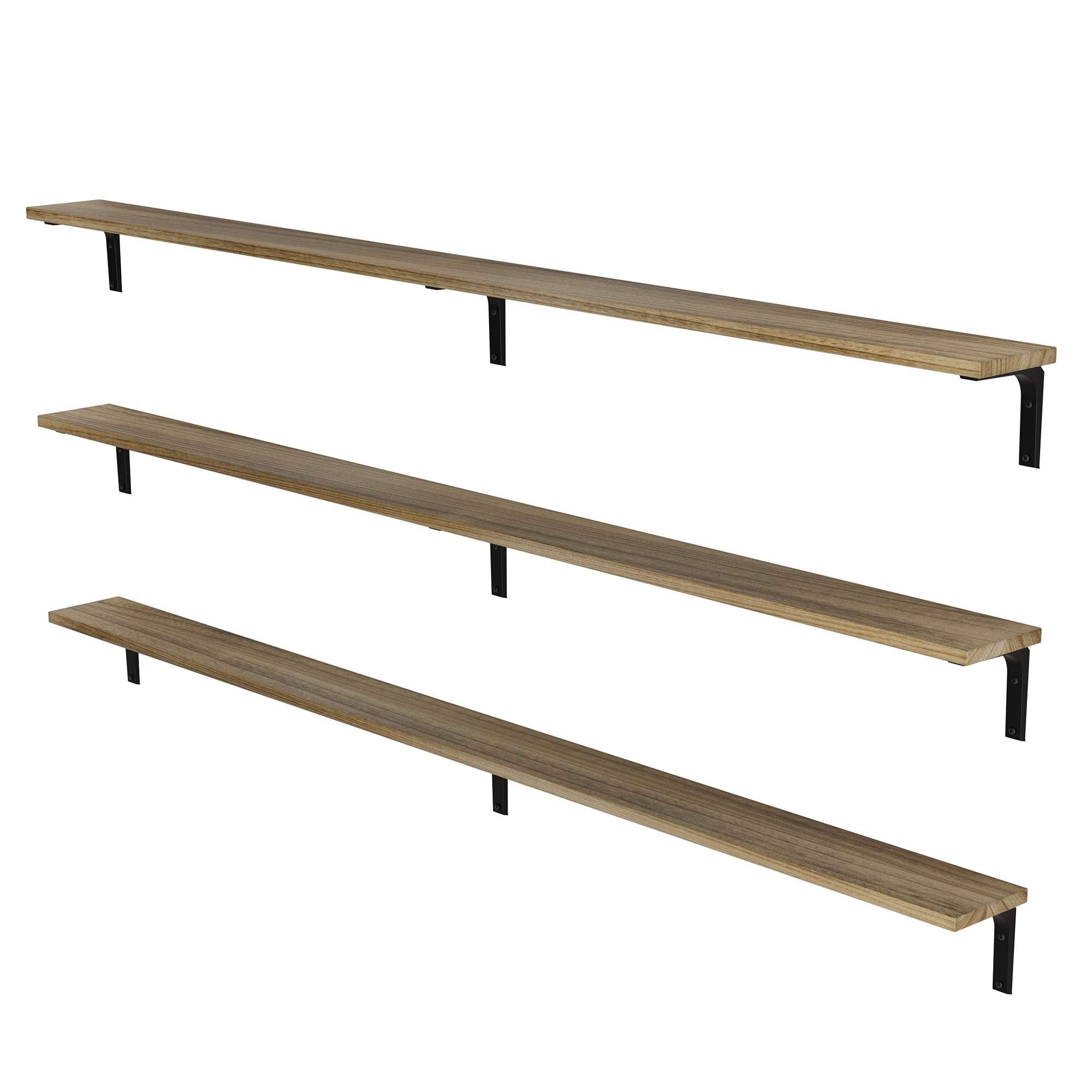 Wallniture Nola 60 Inch Long Floating Bookshelf, Wooden Shelf for Wall, Kitchen and Office Decor, Farmhouse & Boho Decor, 3 Pcs