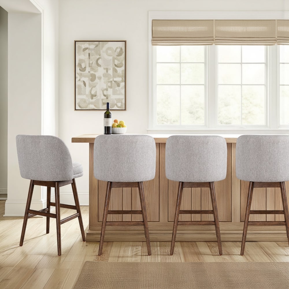 Sadie Modern Swivel Bar Stool, Upholstered Counter Height Chair with Solid Wood Frame