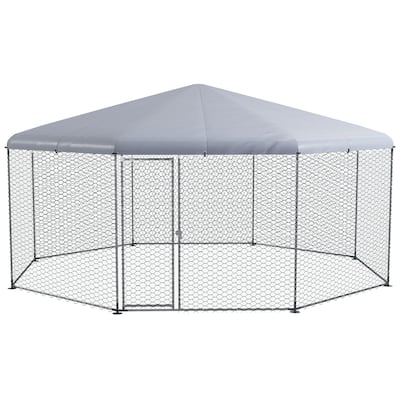 PawHut Large Metal Chicken Coop Chicken Run for Chicken, Ducks and Rabbits with Waterproof and Anti-UV Cover