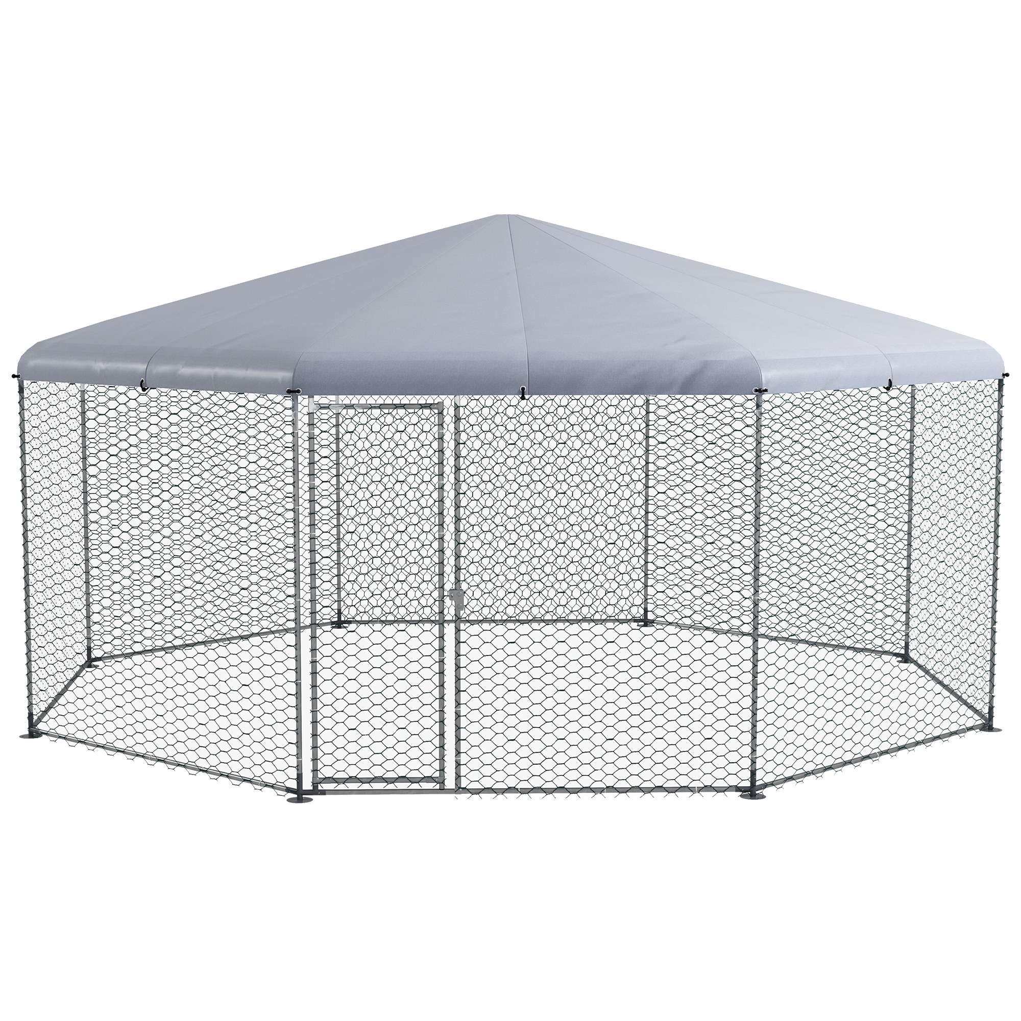 PawHut Large Metal Chicken Coop Chicken Run for Chicken, Ducks and Rabbits with Waterproof and Anti-UV Cover