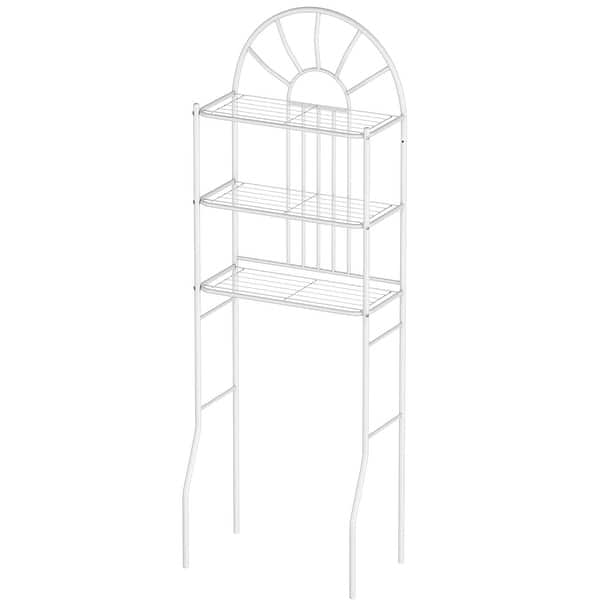 slide 7 of 6, 3 Tier Over Toilet Storage Rack Bathroom Organizer with Metal Shelf White