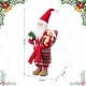 preview thumbnail 39 of 92, Glitzhome 18"H Faux Fur Christmas Santa Figurines with Porcelain Face