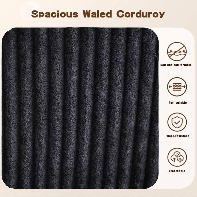 U-shaped Floor Sectional Sofa Striped Corduroy Upholstered Recliner Couches with 2 Chaise Lounge and 8 Toss Pillows