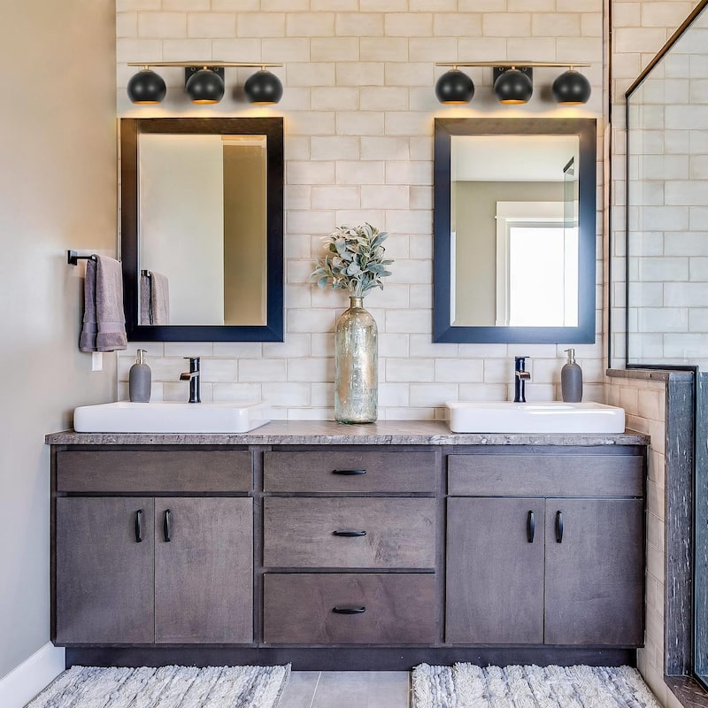 Modern 3-Light Gold Bathroom Vanity Lights Farmhouse Globe Wall Sconce for Powder Room
