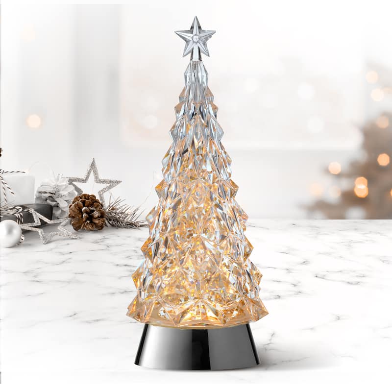11" Crystal Tree Globe LED Battery Timer USB Plug-in