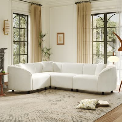 Christopher Knight Home - Marcellus L-Shaped Boucle Curved 4-Seater Sectional Sofa