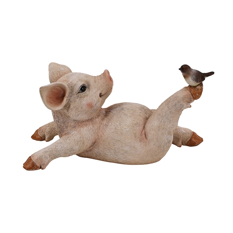Yoga Pig Outdoor Garden Statue - 14.25"