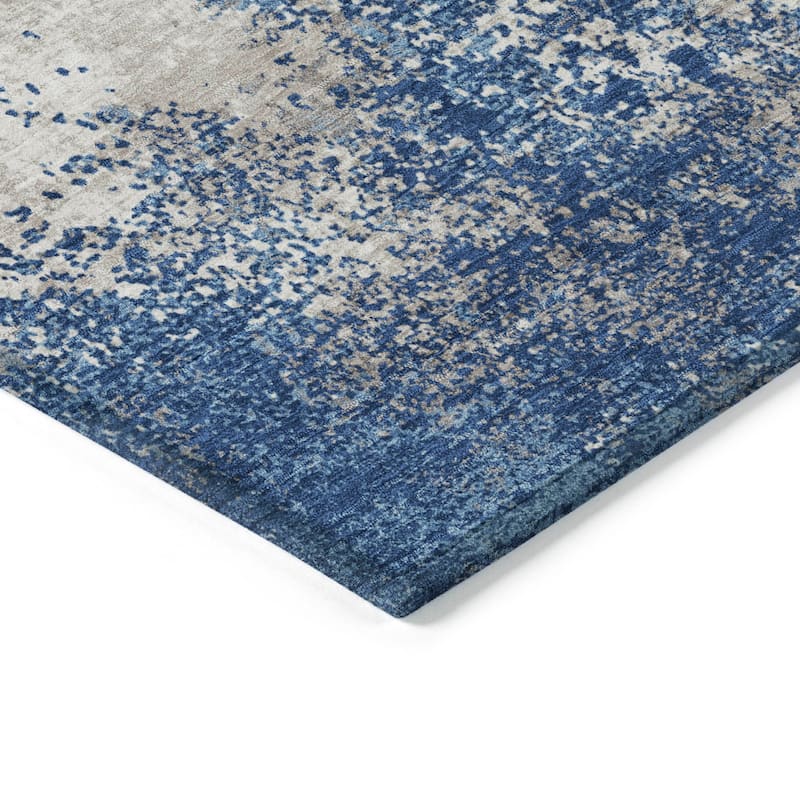 Machine Washable Indoor/ Outdoor Abstract Pixels Chantille Rug