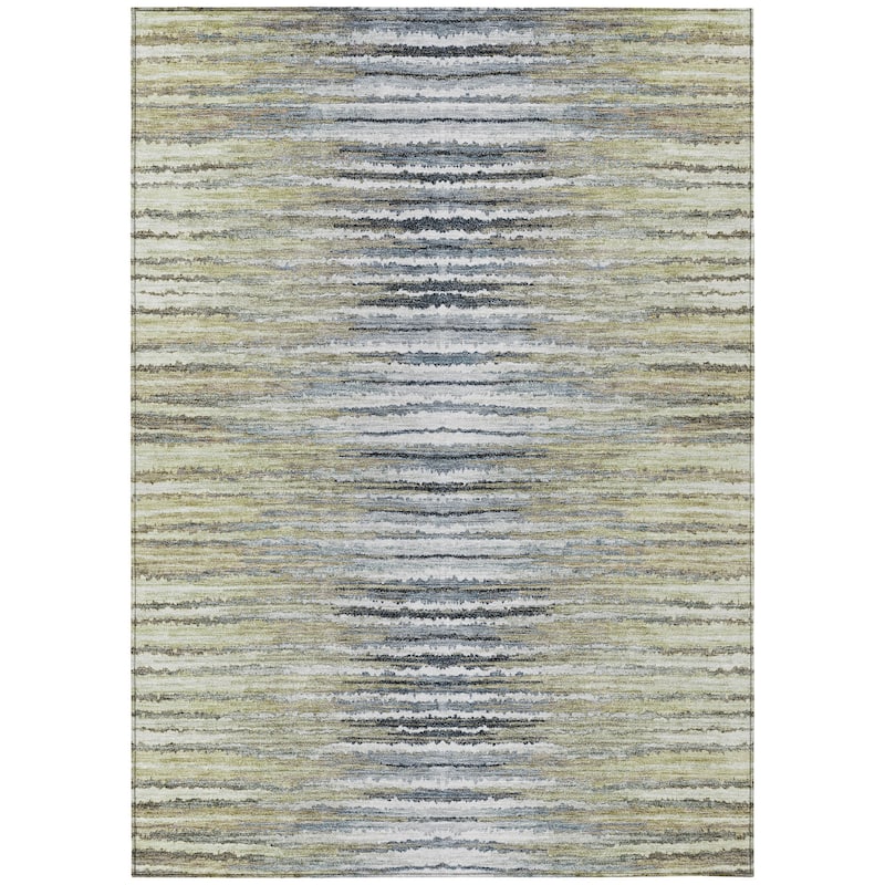 Machine Washable Indoor/ Outdoor Chantille Jagged Stripes Rug