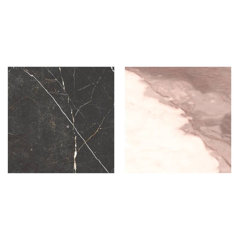 Merola Tile Reve Checker Noir with Rose 11-3/4" x 11-3/4" Porcelain Floor and Wall Tile