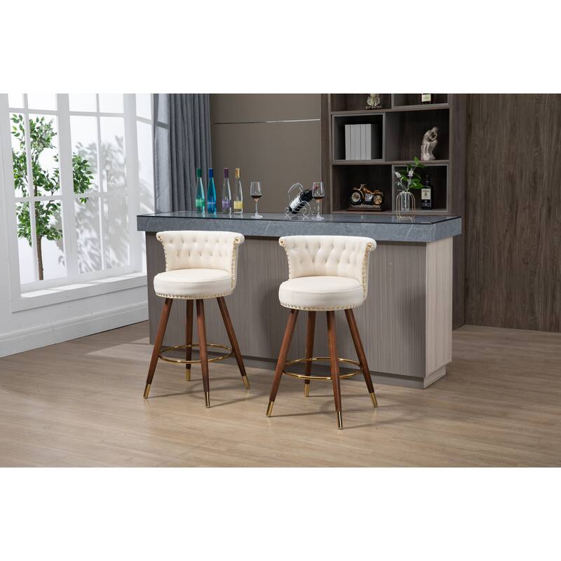 Swivel Bar Stools With Backrest Footrest