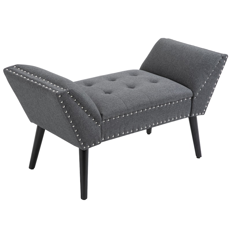 HOMCOM Modern Button Tufted Sitting Bench/Accent Fabric Upholstered Ottoman for Bedroom or Living Room