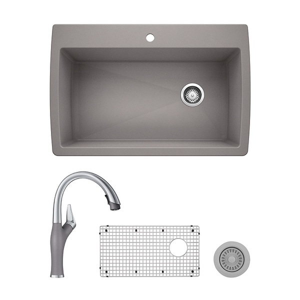 Blanco Diamond/Artona Dual Mount Kitchen Sink and Faucet Set and Strainer - N/A. Opens flyout.