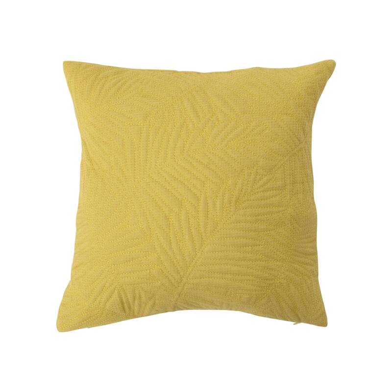 Cotton Pillow with Quilted Fern Frond Pattern