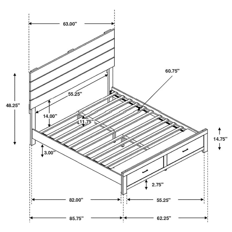 Brantford Farmhouse 2-drawer Wood Storage Panel Bed