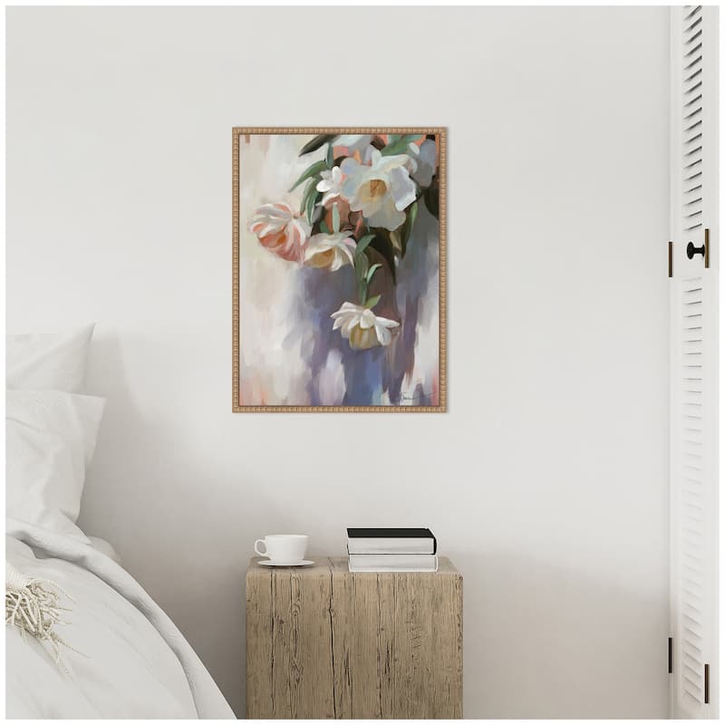 Kate and Laurel Sylvie Dangle Thumb Pastel Flower Bouquet Framed Canvas by Mary Sparrow