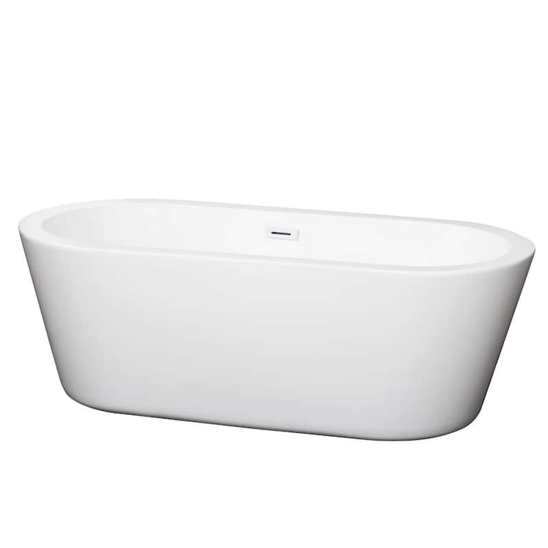 Wyndham Collection Mermaid 67" Free Standing Acrylic Soaking Tub with - White / Shiny White Trim