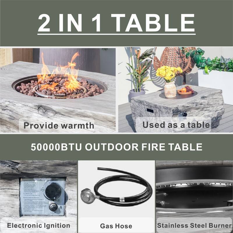 8-Seat Modular Outdoor PE Rattan Sofa Set with Multifunctional Terrafab Composite Fire Pit Table