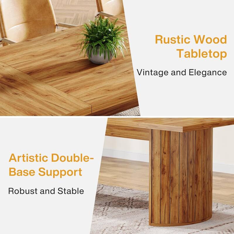 Brown Wood 78.7 Inches Long Computer Desk Large Executive Desk