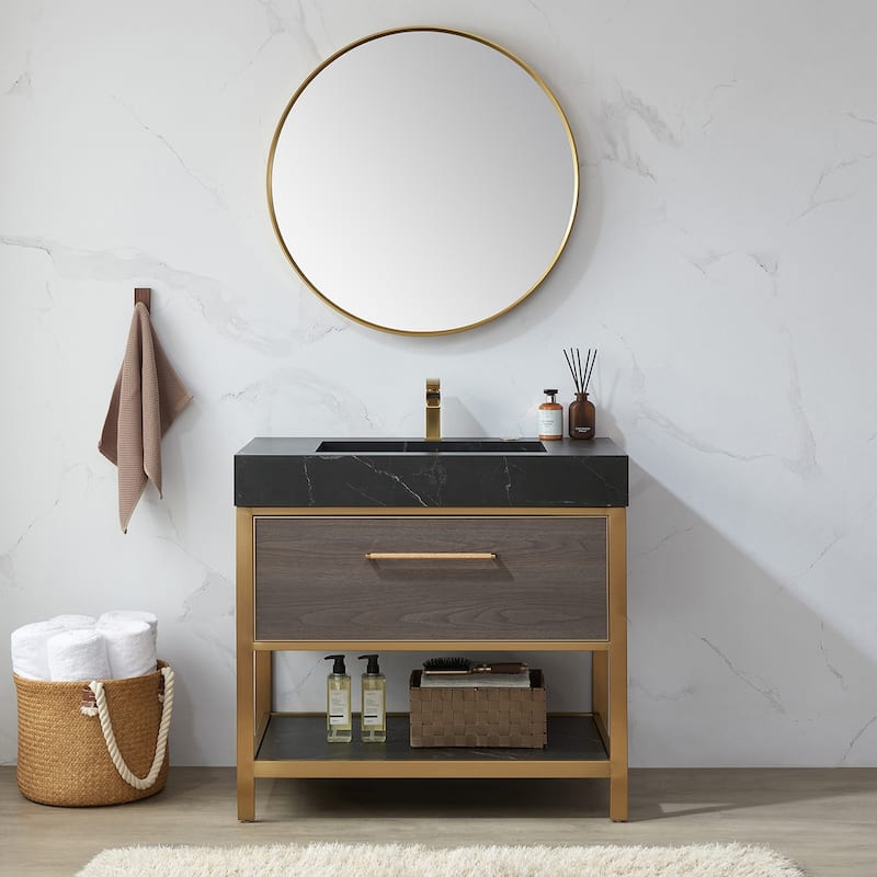 Vinnova Cascante Round Metal Wall Mirror