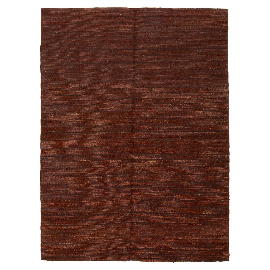 ECARPETGALLERY Flat-Weave Natural Brown Wool Tapestry Kilim - 3'9 x 6'5